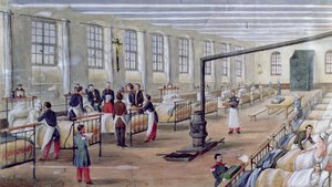 1854 में पेरिस में वैल-डी-ग्रेस का सैन्य अस्पताल द्वारा लुई एमैले क्रेपेलेट