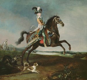 हंटिंग अटायर, 1783 में मैरी-एंटोनेट (1755-93) के अश्वारोही चित्र
