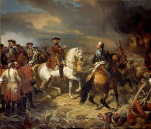 27/07/1747 को सैक्सोनी के मारेचल द्वारा लॉफेल्ड की लड़ाई जीती राजा लुई XV की फ्रांसीसी सेना ड्यूक ऑफ कंबरलैंड के अंग्रेजों पर विजयी हुई थी। लुई चार्ल्स अगस्टे कूडर (1789-1873) 1836 सन द्वारा पेंटिंग। 4,65x5,43 मीटर - लॉफ़ेल्ड की लड़ाई द्वारा लुई चार्ल्स अगस्टे कूडर