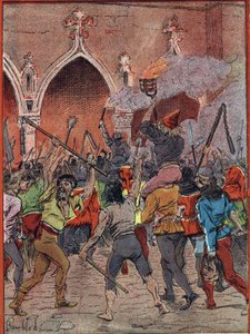1382 में चार्ल्स VI के शासनकाल में एक नए कर की घोषणा, कर उत्पीड़न से थकी हुई आबादी बढ़ गई (माइलोटिन्स या हरेल के विद्रोह, पेरिस में प्लेस डी ल'होटल डी विले पर 1/03/ 1382) (एक नए की घोषणा द्वारा लुई चार्ल्स ने बमबारी की