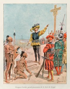 बॉम्बल्ड लुइस (1862 - 1927); जैक्स कार्टियर (१४९१ - १५५७) ने १५३४ में फ्रांस के राजा, फ्रेंकोइस १ की ओर से कनाडा में गस्पे की खाड़ी पर कब्जा कर लिया (कार्टियर ने अपने द्वारा लगाए गए क्रॉस पर फ्रांस के हथियारों के कोट को इंगित किया); हिस्टोइरे डे ला नोवेल्ल