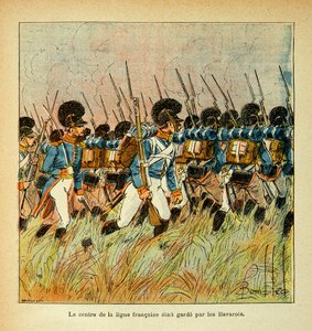 काउंट इमैनुएल डी लास केसेस (1766-1842) की पुस्तक "द मेमोरियल ऑफ सेंट हेलेन" से बॉम्बल्ड लुइस (1862-1927) का चित्रण: बवेरियन आर्मी नेपोलियन की सेना के साथ एकीकृत, निजी संग्रह द्वारा लुई चार्ल्स ने बमबारी की