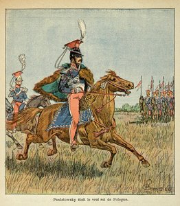 काउंट इमैनुएल डी लास केसेस (1766-1842) द्वारा "द मेमोरियल ऑफ सेंट हेलेन" पुस्तक से बॉम्बल्ड लुइस (1862-1927) का चित्रण: अपने सैनिकों से पहले मारेचल जोज़ेफ़ एंटोनी पोनियाटोस्की (1763-1813), निजी संग्रह द्वारा लुई चार्ल्स ने बमबारी की