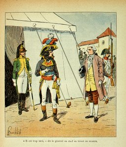 काउंट इमैनुएल डे लास केस (1766-1842) की पुस्तक "द मेमोरियल ऑफ सेंट हेलेन" से बॉम्बल्ड लुइस (1862-1927) का चित्रण: वेनिस का प्रतिनिधि बोनापार्ट, प्राइवेट कलेक्शन के साथ दलाली करने की कोशिश करता है द्वारा लुई चार्ल्स ने बमबारी की