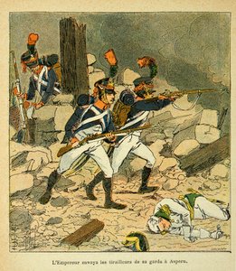 काउंट इमैनुएल डी लास केसेस (1766-1842) की पुस्तक "द मेमोरियल ऑफ सेंट हेलेन" से बॉम्बल्ड लुइस (1862-1927) का चित्रण: सम्राट नेपोलियन ने एस्लिंग की लड़ाई के दौरान अपने गार्ड को एस्पर में भेजा। द्वारा लुई चार्ल्स ने बमबारी की