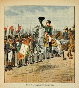 काउंट इमैनुएल डी लास केसेस (1766-1842) द्वारा "द मेमोरियल से सैंट हेलेन" पुस्तक से बॉम्बल्ड लुइस (1862-1927) का चित्रण: सम्राट नेपोलियन ने सैनिकों को समीक्षाओं में पास किया, निजी संग्रह द्वारा लुई चार्ल्स ने बमबारी की