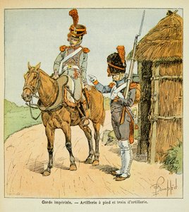 काउंट इमैनुएल डे लास केसेस (1766-1842) की पुस्तक "द मेमोरियल ऑफ सेंट हेलेन" से बॉम्बल्ड लुइस (1862-1927) का चित्रण: द इंपीरियल गार्ड: आर्टिलरी ऑन फुट एंड आर्टिलरी ट्रेन, प्राइवेट कलेक्शन द्वारा लुई चार्ल्स ने बमबारी की