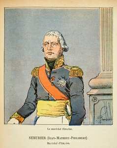 काउंट इमैनुएल डे लास केसेस (1766-1842) की पुस्तक "द मेमोरियल ऑफ सेंट हेलेन" से बॉम्बल्ड लुइस (1862-1927) का चित्रण: पोर्ट्रेट ऑफ मारेचल जीन मैथ्यू फिलिबर्ट सेरुरियर (1742-1819), निजी संग्रह द्वारा लुई चार्ल्स ने बमबारी की