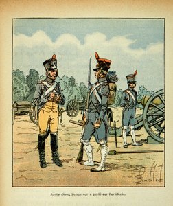 काउंट इमैनुएल डे लास केसेस (1766-1842) की पुस्तक "द मेमोरियल ऑफ सेंट हेलेन" से बॉम्बल्ड लुइस (1862-1927) का चित्रण: इंपीरियल गार्ड का आर्टिलरी, प्राइवेट कलेक्शन द्वारा लुई चार्ल्स ने बमबारी की