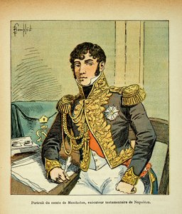 काउंट इमैनुएल डे लास केसेस (1766-1842) की पुस्तक "द मेमोरियल ऑफ सेंट हेलेन" से बॉम्बल्ड लुइस (1862-1927) का चित्रण: पोर्ट्रेट ऑफ काउंट चार्ल्स ट्रिस्टन ऑफ मंथोलोन (1783-1853), सम्राट नेपोलियन के निष्पादक, निजी संग्रह द्वारा लुई चार्ल्स ने बमबारी की