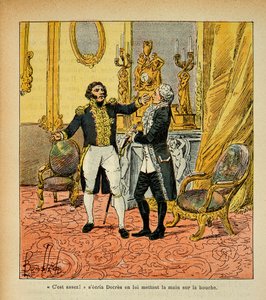 काउंट इमैनुएल डी लास केसेस (1766-1842) द्वारा "द मेमोरियल ऑफ सेंट हेलेन" पुस्तक से बॉम्बल्ड लुइस (1862-1927) का चित्रण: टैलीरैंड (1754-1838) डेनिस डिक्रेस (1761-1820) का सामना करना पड़ रहा है। निजी संग्रह द्वारा लुई चार्ल्स ने बमबारी की