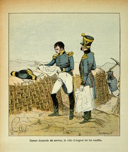काउंट इमैनुएल डे लास केसेस (1766-1842) द्वारा "द मेमोरियल ऑफ सेंट हेलेन" के काम से बॉम्बल्ड लुइस (1862-1927) का चित्रण: लज़ारे कार्नोट (1753-1823) ने सेवा शुरू की, एंगर्स का शहर उसे सौंपा गया था। , संग्रह आंशिक द्वारा लुई चार्ल्स ने बमबारी की