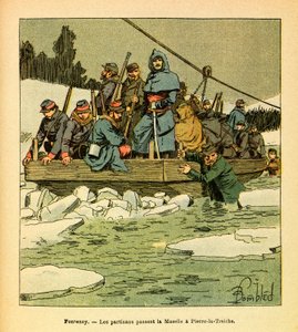 यूजीन सार्जेंट द्वारा L'Armee de l'Est, dit Grenest, लुई बॉम्बल्ड द्वारा सचित्र (1862-1927) (फ्रेंको-जर्मन युद्ध; 1870 -1871 का अभियान): जनवरी 1871, फोंटेनॉय, पार्टिसंस ने मोसेले को पियरे ला ट्रेच को पारित किया , संग्रह आंशिक द्वारा लुई चार्ल्स ने बमबारी की