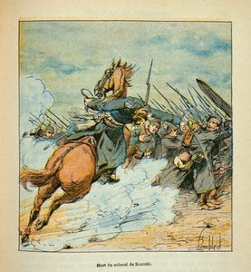 यूजीन सर्जेंट द्वारा L'Armee de la Loire, dit Grenest, लुइस बॉम्बल्ड (1862-1927) (फ्रेंको-जर्मन युद्ध; 1870-1871 का अभियान) द्वारा सचित्र: दिसंबर 1870 में पौपरी की लड़ाई के दौरान, प्रशिया कर्नल कोंट्स्की की मृत्यु, निजि संग्रह द्वारा लुई चार्ल्स ने बमबारी की