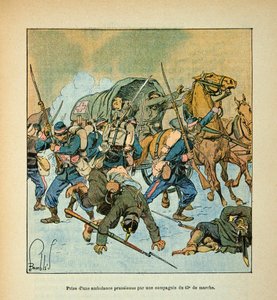 यूजीन सर्जेंट द्वारा L'Armee de la Loire, dit Grenest, लुई बॉम्बल्ड द्वारा सचित्र (1862-1927) (फ्रेंको-जर्मन युद्ध; 1870 -1871 का अभियान): 43.th मार्च की एक कंपनी द्वारा एक प्रशिया एम्बुलेंस लेना, निजि संग्रह द्वारा लुई चार्ल्स ने बमबारी की