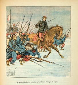 L'Armee de la Loire de Eugene Sergent, dit Grenest, लुइस बॉम्बल्ड (1862-1927) (फ्रेंको-जर्मन युद्ध; अभियान 1870-1871) द्वारा सचित्र: जनरल डिफलैंड्रे ने दिसंबर 1870 में ले पर हमला करने के लिए एक बटालियन को प्रशिक्षित किया, संग्रह आंशिक द्वारा लुई चार्ल्स ने बमबारी की