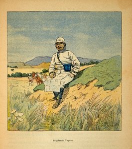 मेडागास्कर में युद्ध- 1885-1895 के फ्रांसीसी अभियानों का उपाख्यानात्मक इतिहास हेनरी गैली डिट गैलिचेट (1854-1922) द्वारा, लुई बॉम्बल्ड (1862-1927) द्वारा सचित्र: पोर्ट्रेट ऑफ जनरल वॉयरॉन (1838-1921), निजी संग्रह द्वारा लुई चार्ल्स ने बमबारी की