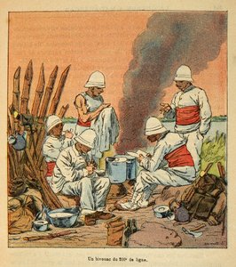 मेडागास्कर में युद्ध- 1885-1895 के फ्रांसीसी अभियानों का उपाख्यानात्मक इतिहास हेनरी गैली डिट गैलिचेट द्वारा (1854-1922), लुई बॉम्बल्ड द्वारा सचित्र (1862-1927): 1895 में मेडागास्कर में 200 वीं पंक्ति का एक द्विवार्षिक, निजी संग्रह द्वारा लुई चार्ल्स ने बमबारी की