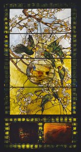 Parakeets और गोल्ड फिश बाउल, c.1893 द्वारा लुई कम्फर्ट टिफ़नी