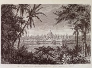 1870 के आसपास अंगकोर थॉम का दृश्य - लुई डेलापोर्टे, पेरिस द्वारा "" वॉयज औ कंबोडिया "" में