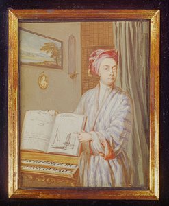 ब्रुक टेलर का पोर्ट्रेट (1685-1731) 1720 (कार्ड पर रखी गई वेल्लम पर wc und bodycolour)