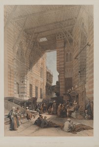 मिस्र और नूबिया, वॉल्यूम III: बाजार ऑफ द सिल्क मर्कर्स, काहिरा, 1848। द्वारा लुई हागे