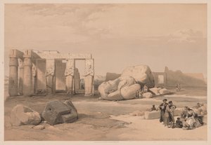 मिस्र और नूबिया: वॉल्यूम II - नंबर 4, मेमोनीजियम, 1838 में ग्रेट कोलोसी के टुकड़े। द्वारा लुई हागे