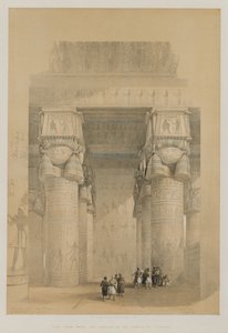 मिस्र और नूबिया, खंड II: डेंडेरा के मंदिर के पोर्टिको के नीचे से देखें, 1849। द्वारा लुई हागे