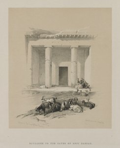 मिस्र और नूबिया, वॉल्यूम I: बेनी-हसन की गुफाओं में प्रवेश, 1847। द्वारा लुई हागे