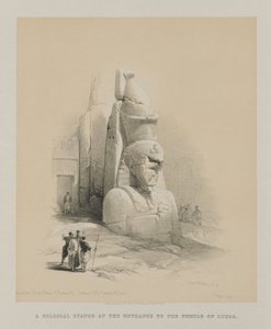 मिस्र और नूबिया, वॉल्यूम I: रमेस II की दो विशाल मूर्तियों में से एक ..., 1847। द्वारा लुई हागे