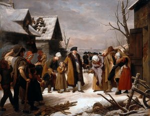 लुई सोलहवें 1788 की सर्दियों के दौरान वर्साय के गरीबों को भिक्षा बांटते हुए