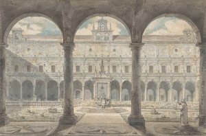 सर्टोसा डी सैन मार्टिनो, नेपल्स, सीए.1777-1779 का क्लोस्टर। द्वारा लुई जीन डेस्पर्ज