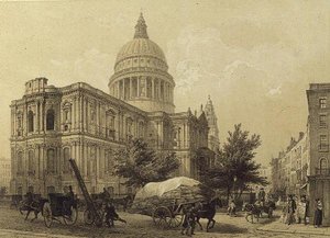 सेंट पॉल कैथेड्रल, c.1855 (लिथो) द्वारा लुइस जूल्स अर्नौट