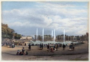 Parc de Versailles: ड्रैगन का पानी का टुकड़ा - "ए वॉक इन पेरिस एंड इट्स एअराउंड्स" में, जैकोटेट और बेनोइस्ट द्वारा डिज़ाइन किया गया, c. १८४० द्वारा लुई जूलियन जैकट
