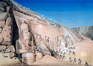 रामेसेस II, अबू सिंबल, 1819 के महान मंदिर की खुदाई द्वारा लुई एमए लिनेंट डी बेलेफॉन्ड्स,