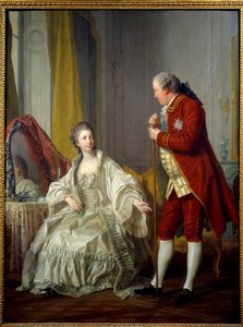 Marquis का पोर्ट्रेट और Marquiny का Marquise. एबेल-फ्रेंकोइस पोइसन डी वंडीरेस, मारकिस डी मारिग्नी, राजा की इमारतों के निदेशक (1727-1781) और उनकी पत्नी जूली फिलेउल (1751-1822), लुई XV की बेटी। लुई मिशेल वैन लू द्वारा चित्रकारी (1707-1771)