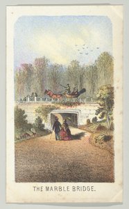 द मार्बल ब्रिज, नियर द लेक, सीरीज़ से, व्यूज़ इन सेंट्रल पार्क, न्यूयॉर्क, भाग 3, 1864। द्वारा लुइस प्रांग