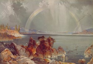 येलोस्टोन लेक, c.1875 (क्रोमोलिथोग्राफ) द्वारा लुइस प्रांग