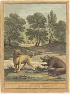 शेरनी और भालू (शेर और भालू) द्वारा जीन बैप्टिस्ट ऑड्री के बाद लुई साइमन लेम्पेरियर