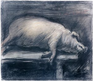 लोविस कोरिंथ (1858-1925) न्यूयॉर्क द्वारा द स्लॉटर्ड पिग ड्रॉइंग, म्यूज़ियम ऑफ़ मॉडर्न आर्ट