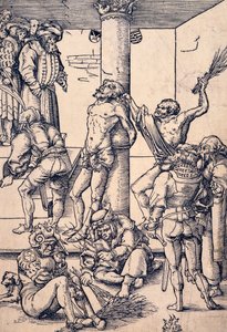 पैशन ऑफ क्राइस्ट: द स्कोर्जिंग, लुकास क्रैनाच द एल्डर (1472-1553), वुडकट द्वारा द्वारा लुकास द एल्डर क्रैनाच