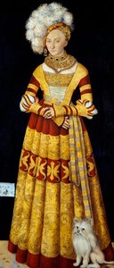मैक्लेनबर्ग के कैथरीन का पोर्ट्रेट (मेक्लेनबर्ग) (1487-1561) "" लुकास क्रैनाच द एल्डर द्वारा पेंटिंग (1472-1553) 1514 आकार 184 x 83 सेमी (प्रति पैनल) ड्रेसडेन स्टेट आर्ट कलेक्शंस द्वारा लुकास द एल्डर क्रैनाच