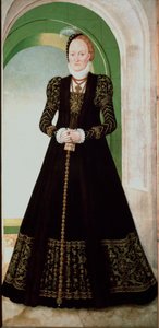 डेनमार्क की ऐनी का पोर्ट्रेट (1532-1585) सक्सोनी के प्रिंस इलेक्टर ऑगस्टस की पत्नी (1526-1586) लुकास क्रानाच द यंग द्वारा पेंटिंग (1515-1586) 1565 सन। 215x104 सेमी वियना Kunsthistorisches संग्रहालय