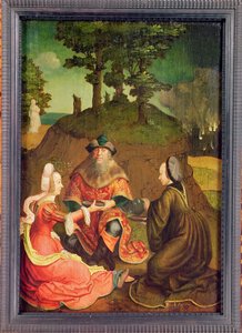लूत की बेटियाँ अपने पिता को शराब पिलाती हैं, c.1508-15 (ओक पर तेल)