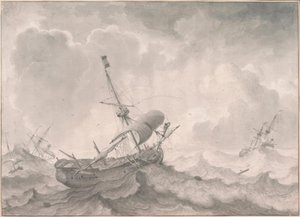 L.Backhuysen, तूफानी समुद्र पर जहाज द्वारा लुडोल्फ बैकहुइसन