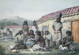 1822 में प्रकाशित जीन पियरे नॉरब्लिन (1745-1830) द्वारा उकेरी गई 'वॉयेज पिटोरेस्क ऑटोर डू मोंडे' से कैलिफोर्निया के मूल निवासियों द्वारा खेला जाने वाला एक गेम (कलर लिथो) द्वारा लुडविग चोरिस