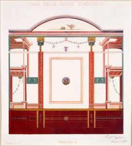 हाउस ऑफ द सिल्वर वेडिंग, पोम्पेई, 1897 से दीवार की सजावट