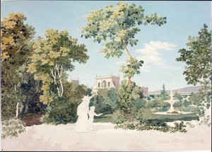 फ्लोरेंस के पास सेस्टो फिओरेंटीनो में विला कोर्सी का दृश्य (वाटरकलर, c.1825) द्वारा लुइगी गैरीबो