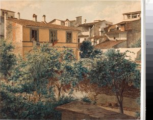फ्लोरेंस में घरों का दृश्य (वाटरकलर, c.1825) द्वारा लुइगी गैरीबो
