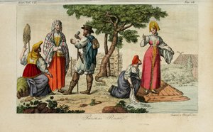 रूसी किसान। जूलियो फेरारियो, 1831 द्वारा प्राचीन और आधुनिक पोशाक या सरकार के इतिहास से चित्रण द्वारा लुइगी गिअरे